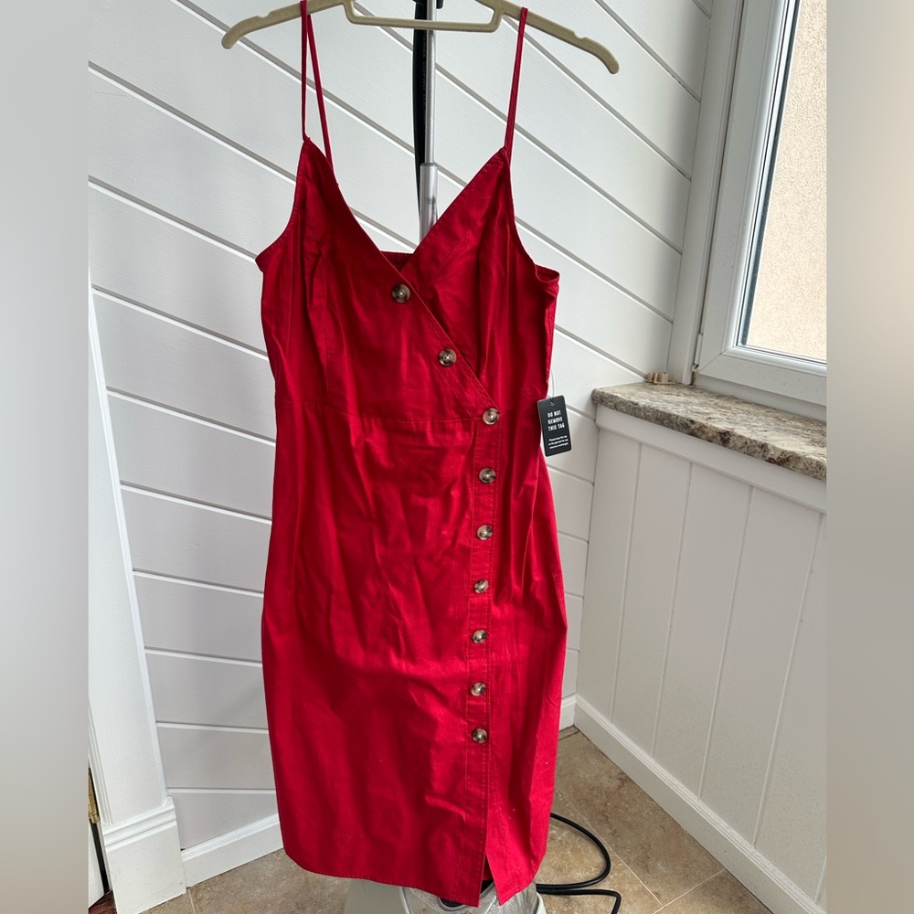 Express Red Cotton Dress, Med, NWT